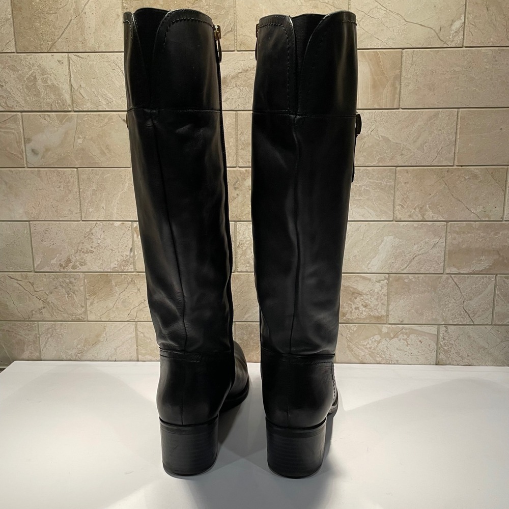 Franco Sarto Lizbeth Black Leather Wide Calf Riding Boots Womens 9.5M WC - Picture 5 of 9